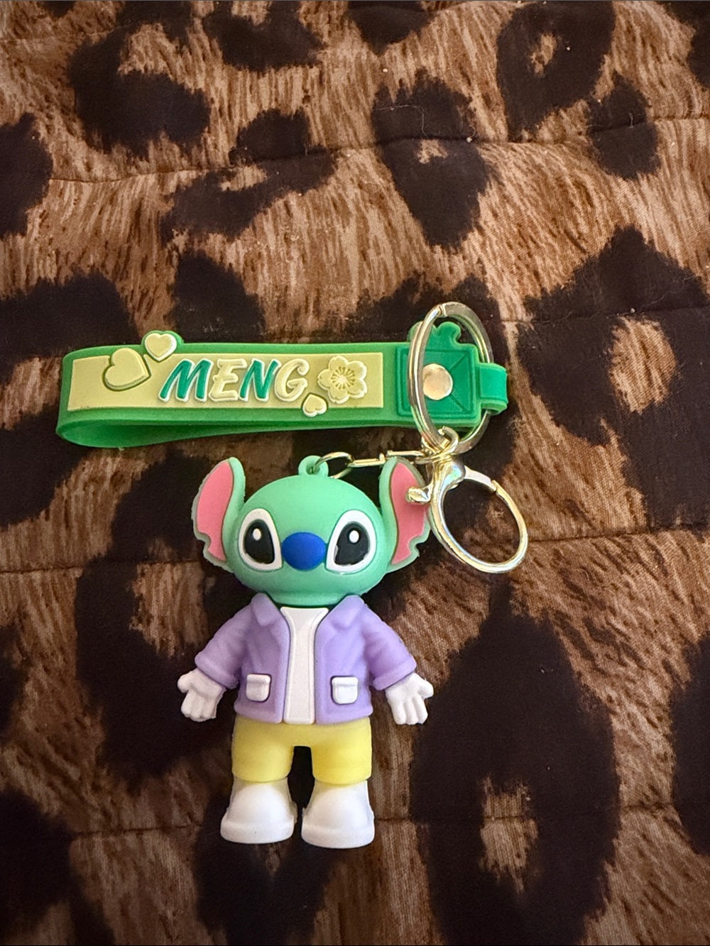 Green Stitch-Inspired Kids Keychain - Cartoon Character Accessory